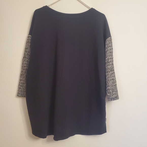 CJ Banks Womens Beaded Pullover Sweater Blouse Plus Size 1X Black and White - Picture 10 of 10